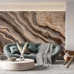 Tapet personalizat marble cu un model de piatra semipretioasa de agat in tonuri pamantii de maro si bej creand o atmosfera calda si naturala earthy agate