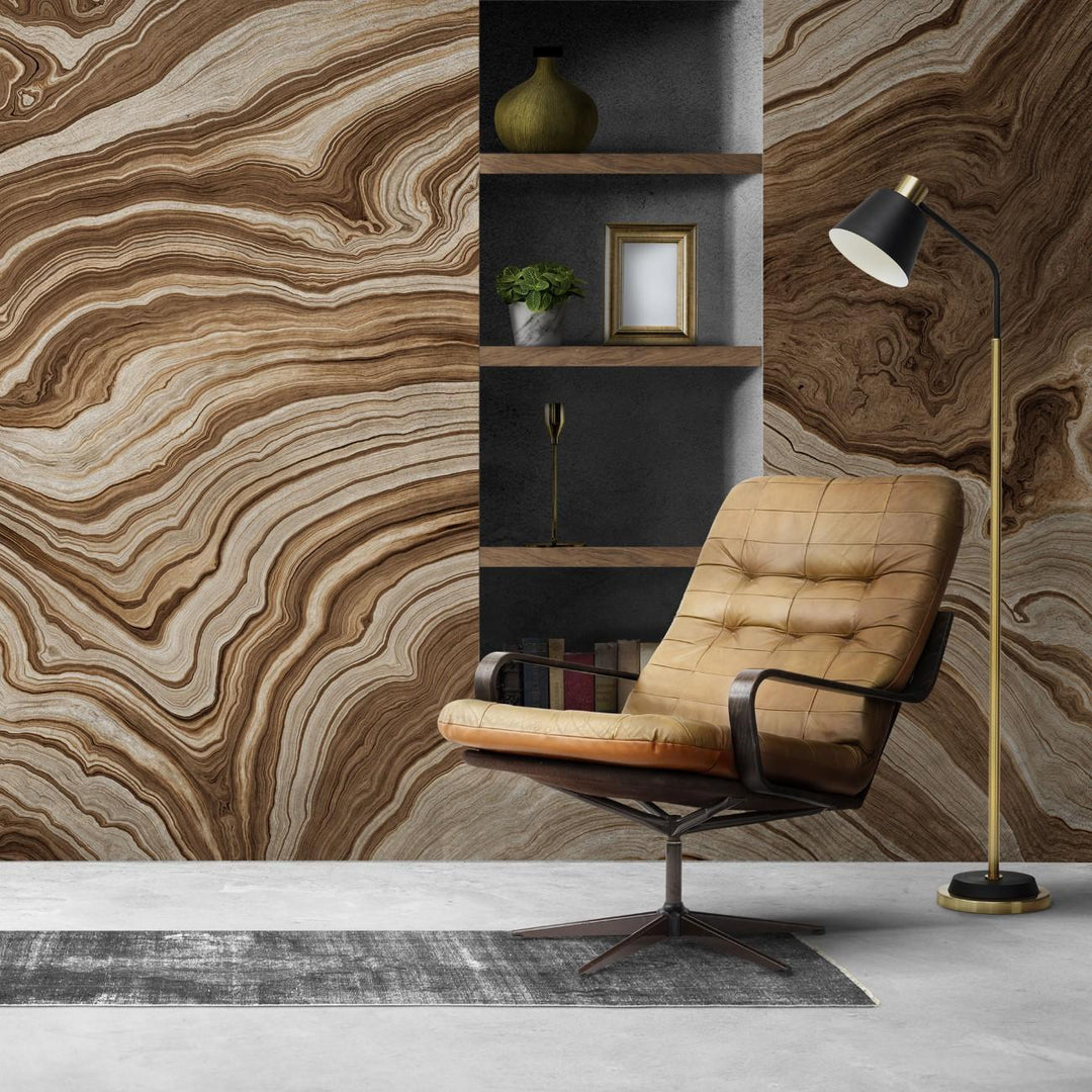 Tapet personalizat marble cu o textura de piatra in nuante calde de maro si teracota ce amintesc de peisajele aride colorado