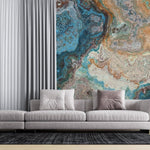 Tapet personalizat marble cu o marmura in nuante intense de albastru cu accente de alb si gri pentru un design modern si vibrant azul