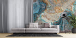 Tapet personalizat marble cu o marmura in nuante intense de albastru cu accente de alb si gri pentru un design modern si vibrant azul