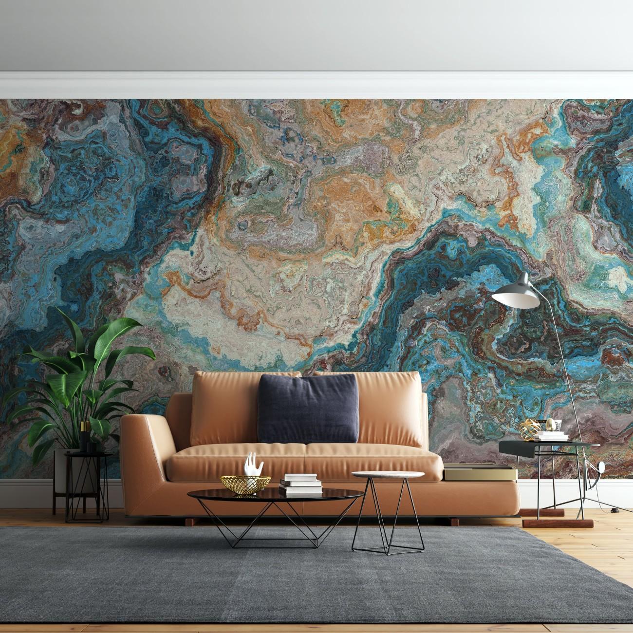 tapet personalizat marble cu o marmura in nuante intense de albastru cu accente de alb si gri pentru un design modern si vibrant azul