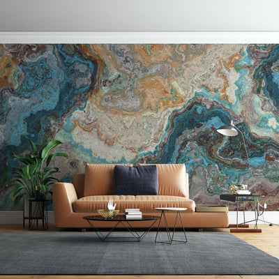tapet personalizat marble cu o marmura in nuante intense de albastru cu accente de alb si gri pentru un design modern si vibrant azul