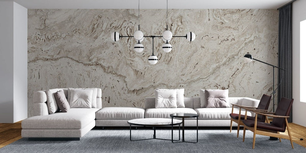 Tapet personalizat marble cu o textura de travertin in nuante calde de bej si crem ideala pentru un stil natural si atemporal travertine