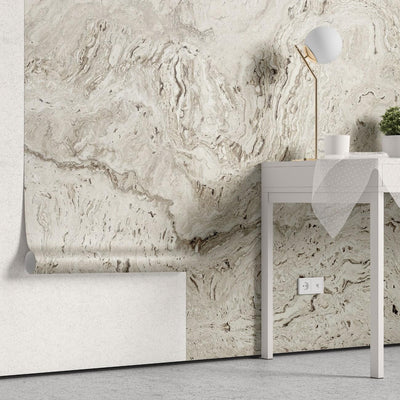 tapet personalizat marble cu o textura de travertin in nuante calde de bej si crem ideala pentru un stil natural si atemporal travertine