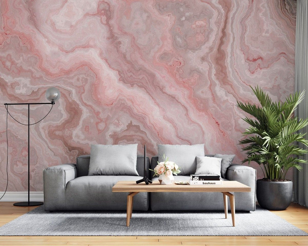 Tapet personalizat marble cu o piatra semipretioasa de onix in tonuri delicate de roz si alb onyx rosa