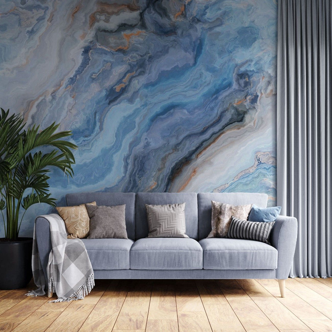 Tapet personalizat marble cu o textura de piatra in nuante reci de alb si gri amintind de peisajele arctice pline de lumina arctic i