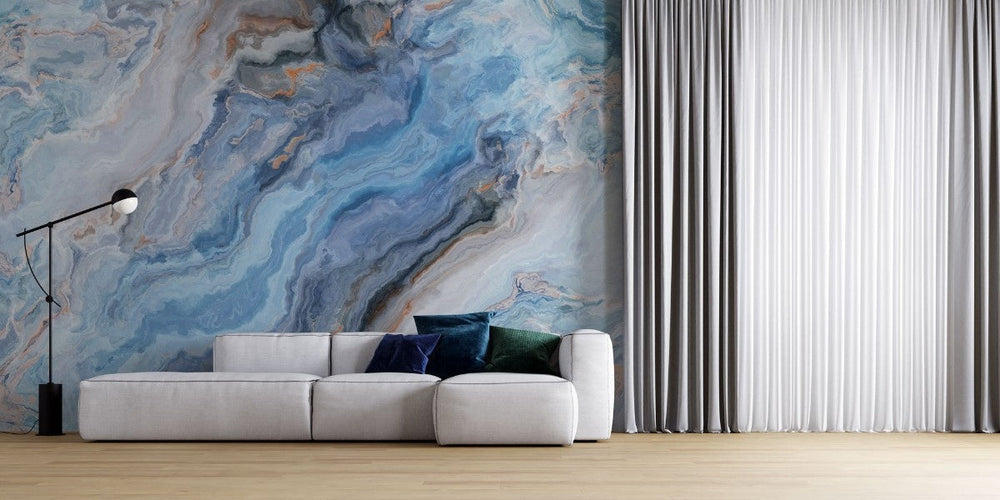 Tapet personalizat marble cu o textura de piatra in nuante reci de alb si gri amintind de peisajele arctice pline de lumina arctic i