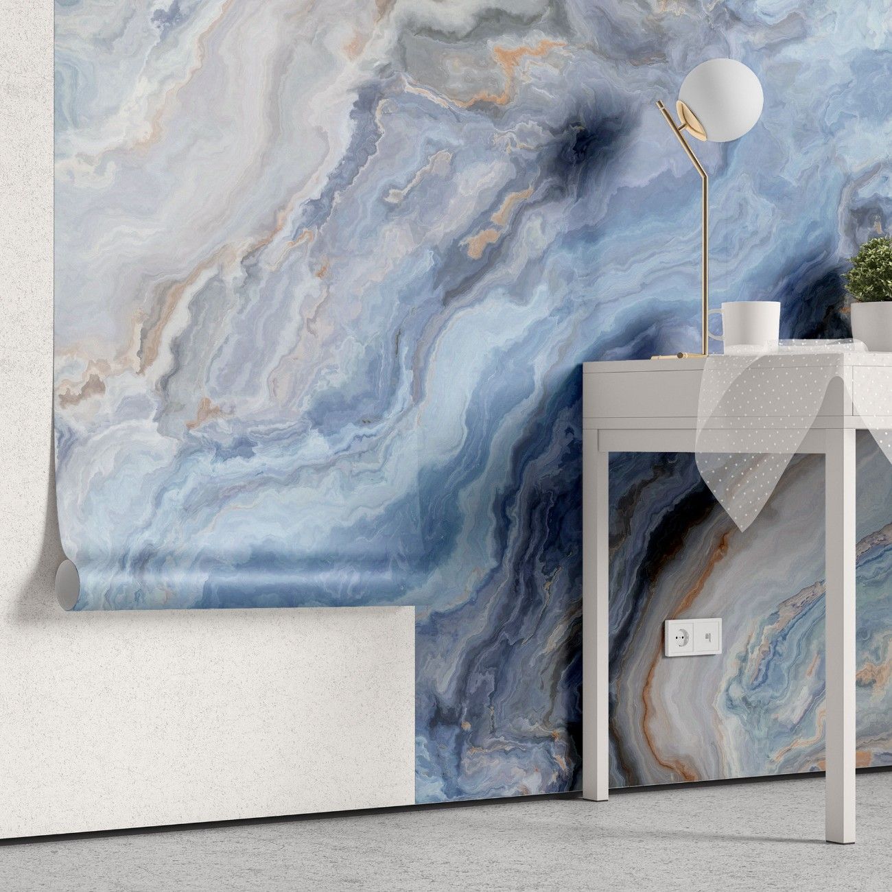 tapet personalizat marble cu o textura de piatra in nuante reci de alb si gri amintind de peisajele arctice pline de lumina arctic i