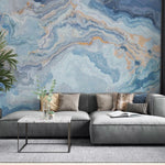Tapet personalizat marble cu o textura de piatra in tonuri de albastru pal si alb inspirata de ghetari creand o atmosfera senina arctic ii