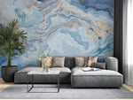 Tapet personalizat marble cu o textura de piatra in tonuri de albastru pal si alb inspirata de ghetari creand o atmosfera senina arctic ii