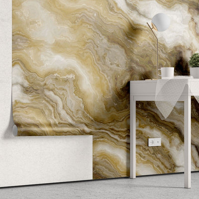 tapet personalizat marble cu o marmura in nuante calde de bej si crem cu detalii ce evoca atmosfera relaxanta a bailor turcesti hammam i