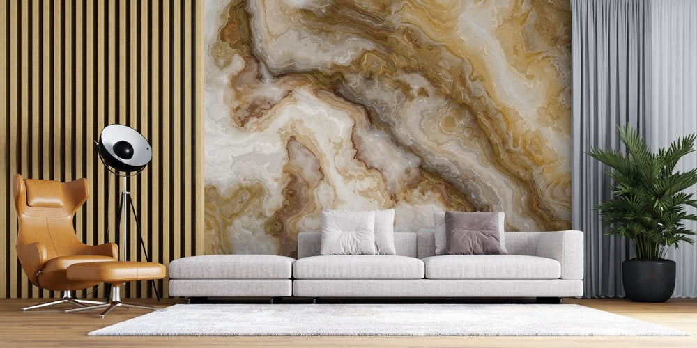 Tapet personalizat marble cu o marmura in nuante calde de bej si crem cu detalii ce evoca atmosfera relaxanta a bailor turcesti hammam i