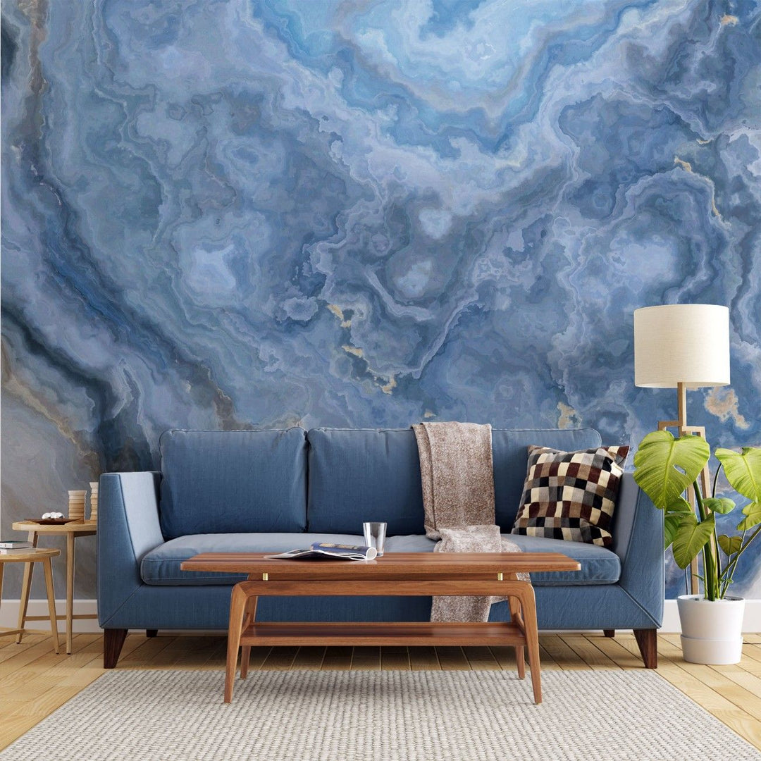 Tapet personalizat marble cu o textura de piatra translucida in nuante de alb pur si bej pal evocand terasele de calcar pamukkale