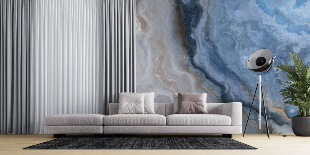 Tapet personalizat marble cu o textura de piatra translucida in nuante de alb pur si bej pal evocand terasele de calcar pamukkale