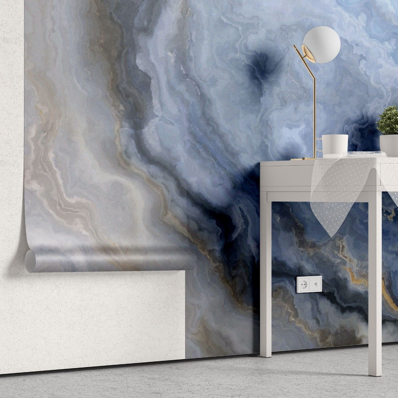 tapet personalizat marble cu o textura de piatra translucida in nuante de alb pur si bej pal evocand terasele de calcar pamukkale