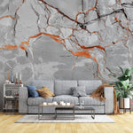 Tapet personalizat marble cu o textura de piatra in tonuri vibrante de rosu portocaliu si negru evocand energia focului lava stone