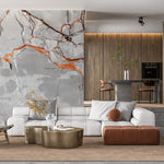 Tapet personalizat marble cu o textura de piatra in tonuri vibrante de rosu portocaliu si negru evocand energia focului lava stone