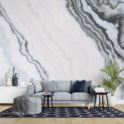 tapet personalizat marble cu o marmura clasica alba cu subtile insertii gri oferind eleganta si luminozitate atemporala calcareous