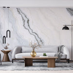 Tapet personalizat marble cu o marmura clasica alba cu subtile insertii gri oferind eleganta si luminozitate atemporala calcareous