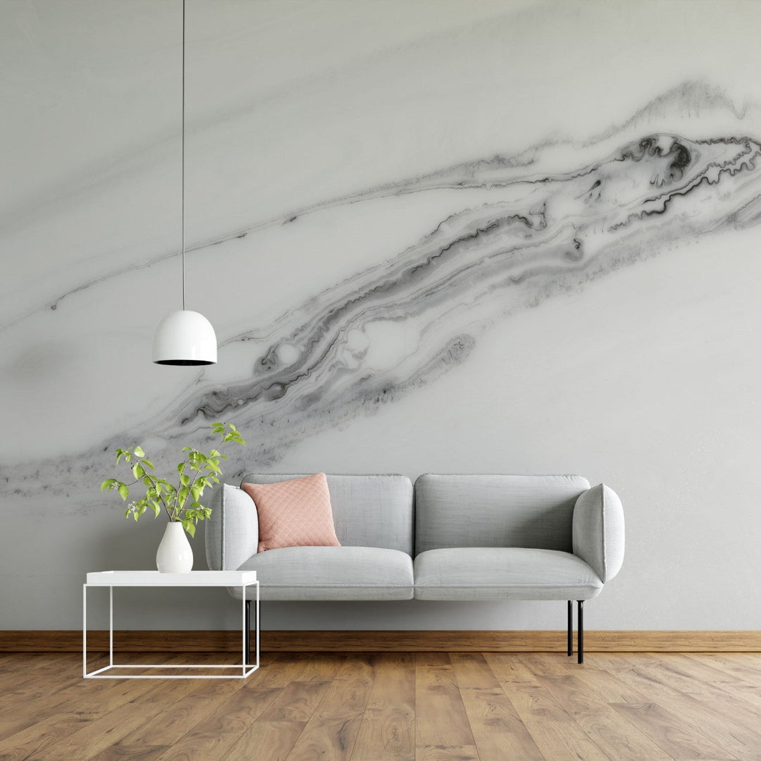 Tapet personalizat marble cu o marmura in nuante de alb negru si gri pentru un design minimalist si sofisticat monochrome