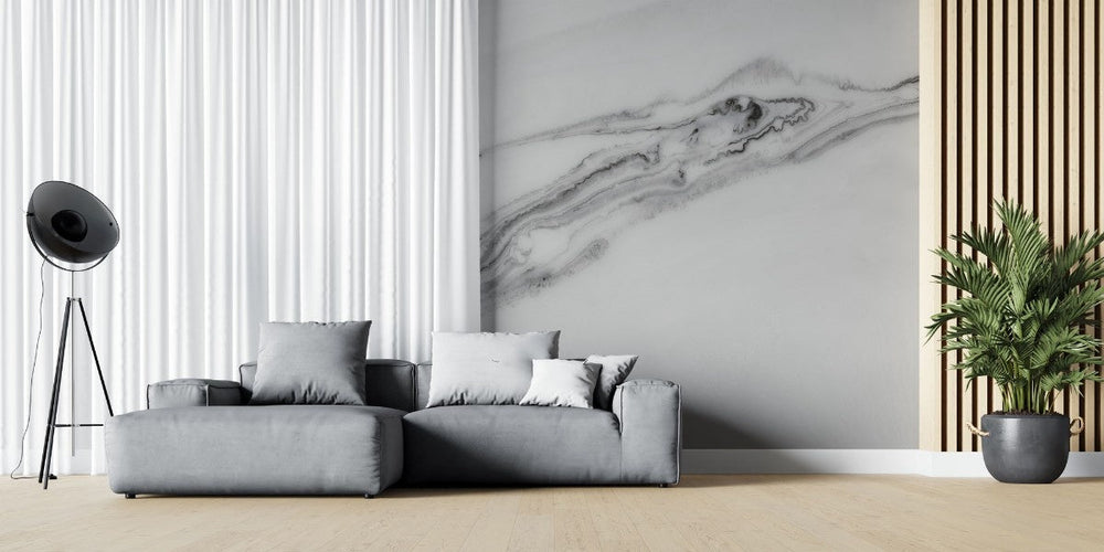 Tapet personalizat marble cu o marmura in nuante de alb negru si gri pentru un design minimalist si sofisticat monochrome