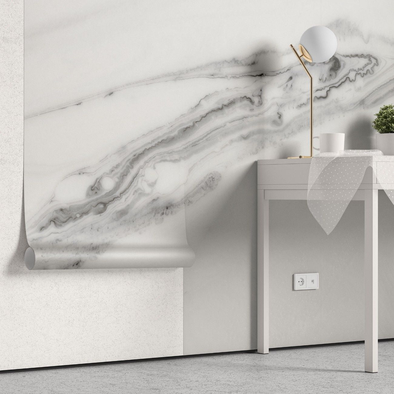 tapet personalizat marble cu o marmura in nuante de alb negru si gri pentru un design minimalist si sofisticat monochrome