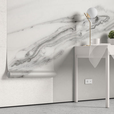 tapet personalizat marble cu o marmura in nuante de alb negru si gri pentru un design minimalist si sofisticat monochrome