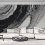 Tapet personalizat marble cu o marmura cu un contrast puternic de alb si negru cu modele indraznete panda