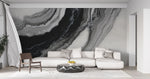Tapet personalizat marble cu o marmura cu un contrast puternic de alb si negru cu modele indraznete panda