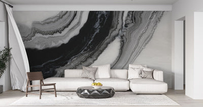 tapet personalizat marble cu o marmura cu un contrast puternic de alb si negru cu modele indraznete panda