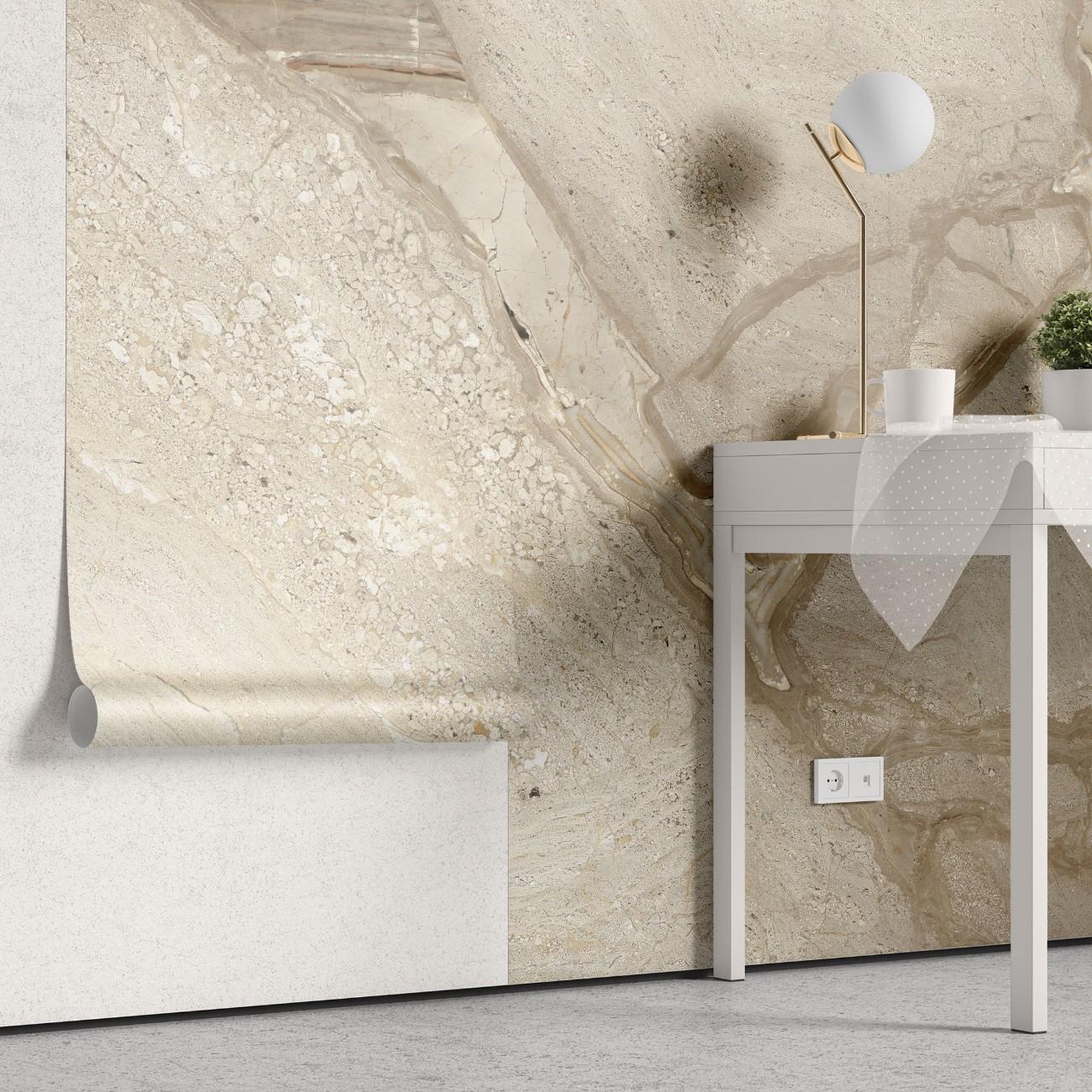 tapet personalizat marble cu o textura de marmura in nuante calde de nisip si bej ce aduce un aer natural si relaxant sand marble