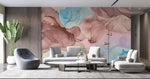 Tapet personalizat marble cu o marmura roz cu puternice insertii negre creand un contrast indraznet si modern pink contrast
