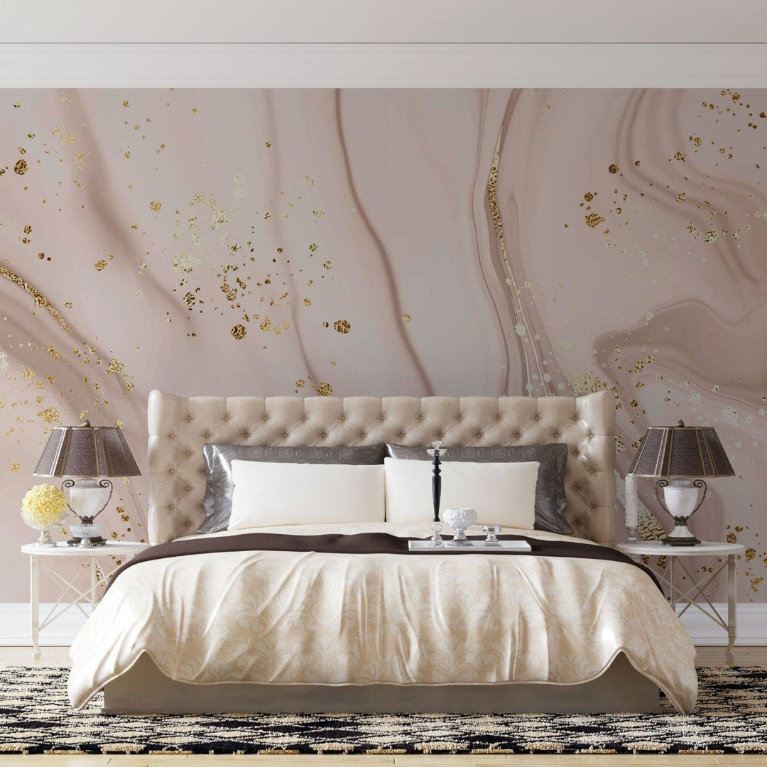 Tapet personalizat marble cu o piatra roz cu particule stralucitoare ce ofera un efect sclipitor si elegant sparkle pink