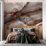Fototapet personalizat marble cu o piatra semipretioasa de onix maro cu modele complexe ce adauga profunzime si lux brown onyx