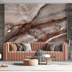 Fototapet personalizat marble cu o piatra semipretioasa de onix maro cu modele complexe ce adauga profunzime si lux brown onyx