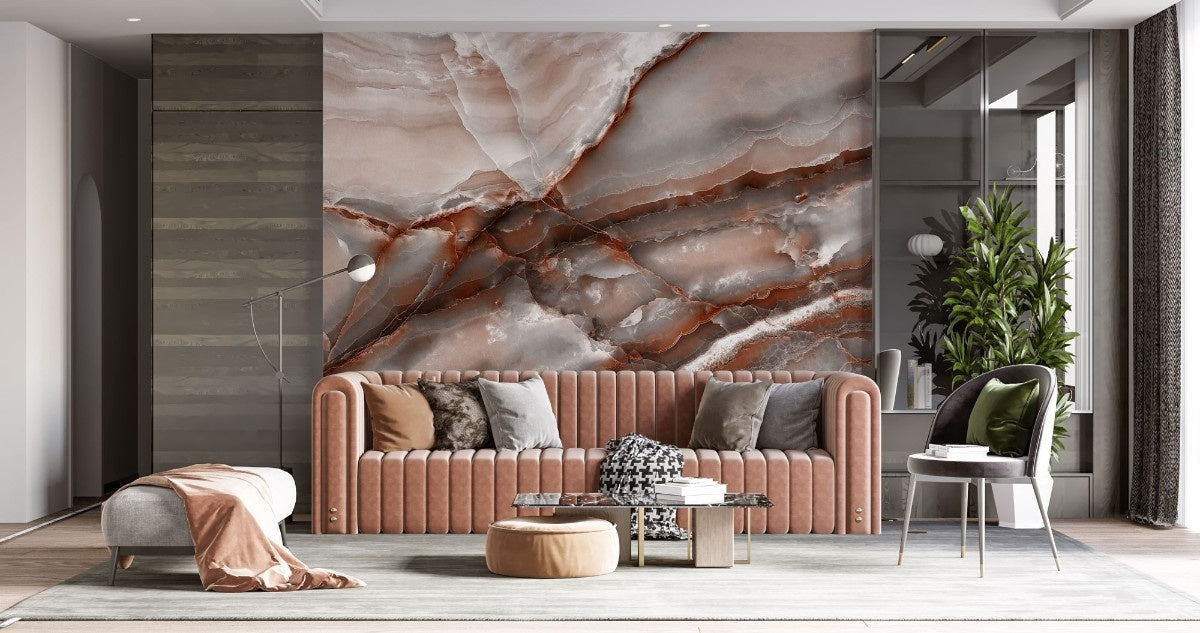 fototapet personalizat marble cu o piatra semipretioasa de onix maro cu modele complexe ce adauga profunzime si lux brown onyx