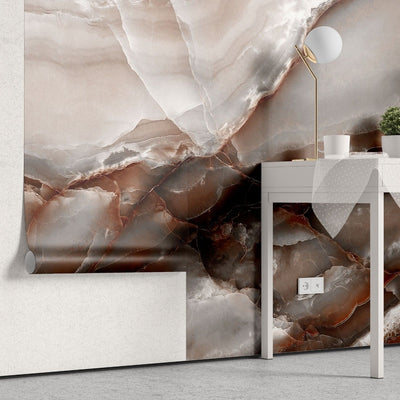 fototapet personalizat marble cu o piatra semipretioasa de onix maro cu modele complexe ce adauga profunzime si lux brown onyx