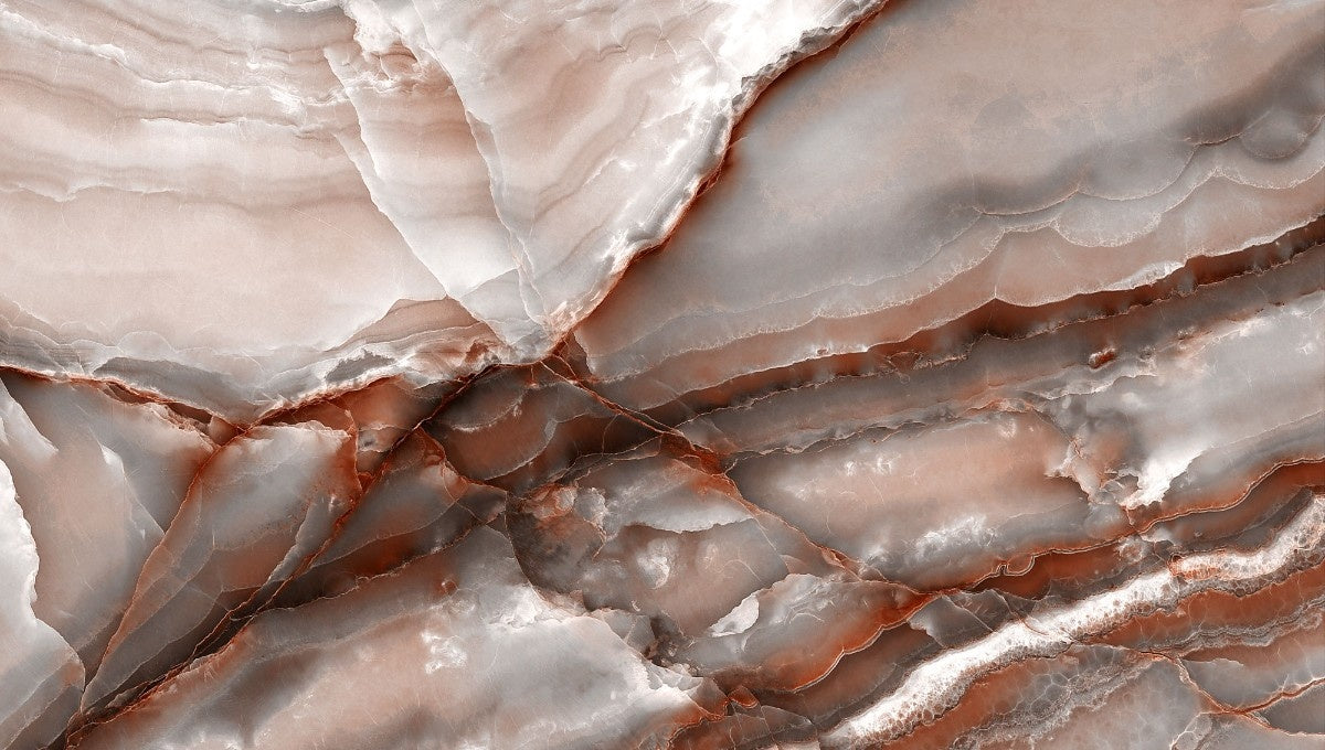 fototapet personalizat marble cu o piatra semipretioasa de onix maro cu modele complexe ce adauga profunzime si lux brown onyx