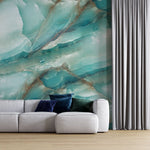 Fototapet personalizat marble cu o textura de piatra in tonuri reci de albastru deschis si alb evocand peisajele glaciare iceland