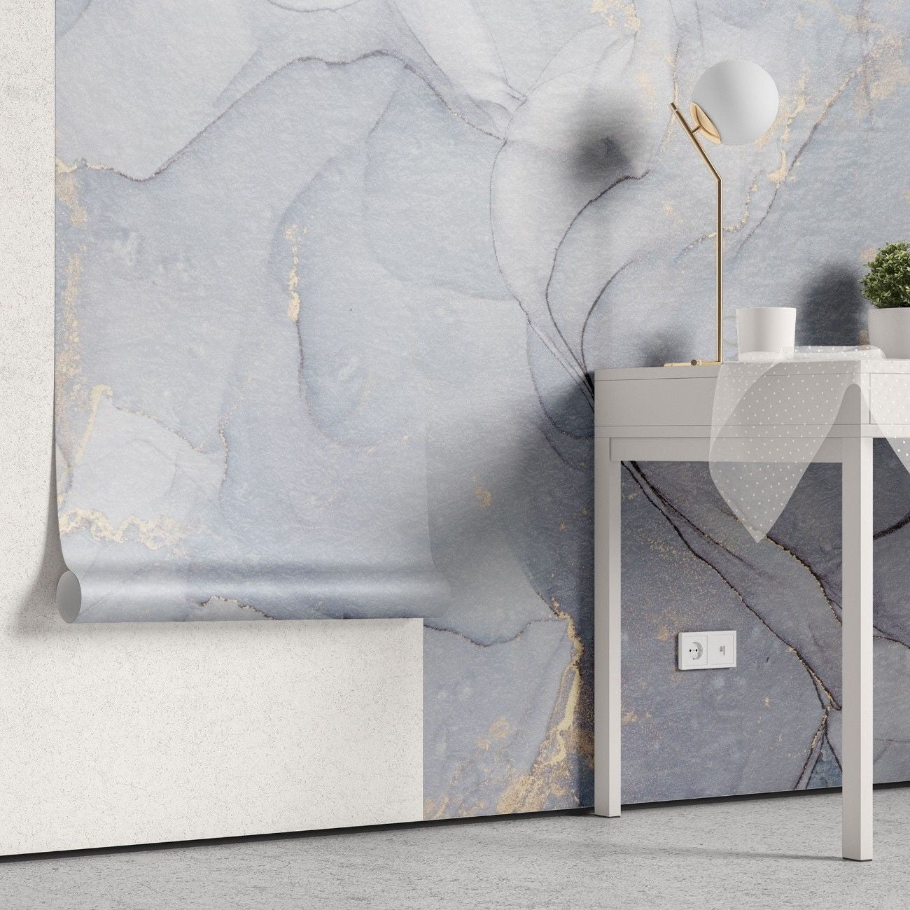 tapet personalizat marble cu o piatra in tonuri delicate de albastru deschis ce aduce o senzatie de prospetime si calm baby blue marble