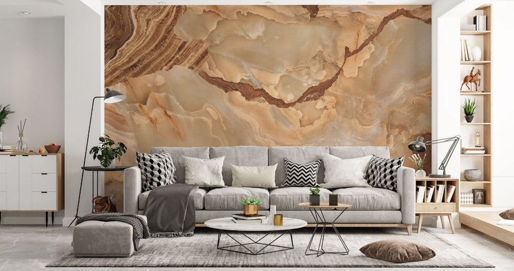 Tapet personalizat marble cu o textura de marmura in nuante calde de argila si bej ce aduc un aspect natural si primitor clay marble