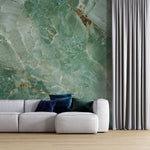 Tapet personalizat marble cu o piatra semipretioasa de agat verde cu insertii sclipitoare pentru un strop de eleganta green agate