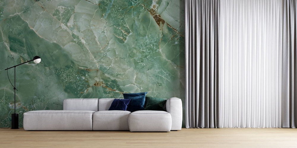 Tapet personalizat marble cu o piatra semipretioasa de agat verde cu insertii sclipitoare pentru un strop de eleganta green agate