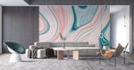Tapet personalizat marble cu o piatra in nuante de roz pudrat si albastru deschis cu modele rotunde ce aduc un aspect vesel bubblegum