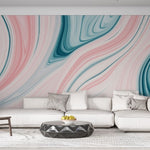 Tapet personalizat marble cu o piatra in nuante de roz pudrat si albastru deschis cu modele rotunde ce aduc un aspect vesel bubblegum
