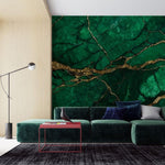 Fototapet personalizat marble cu o marmura in nuante profunde de verde smarald si accente aurii pentru un decor sofisticat emerald marble