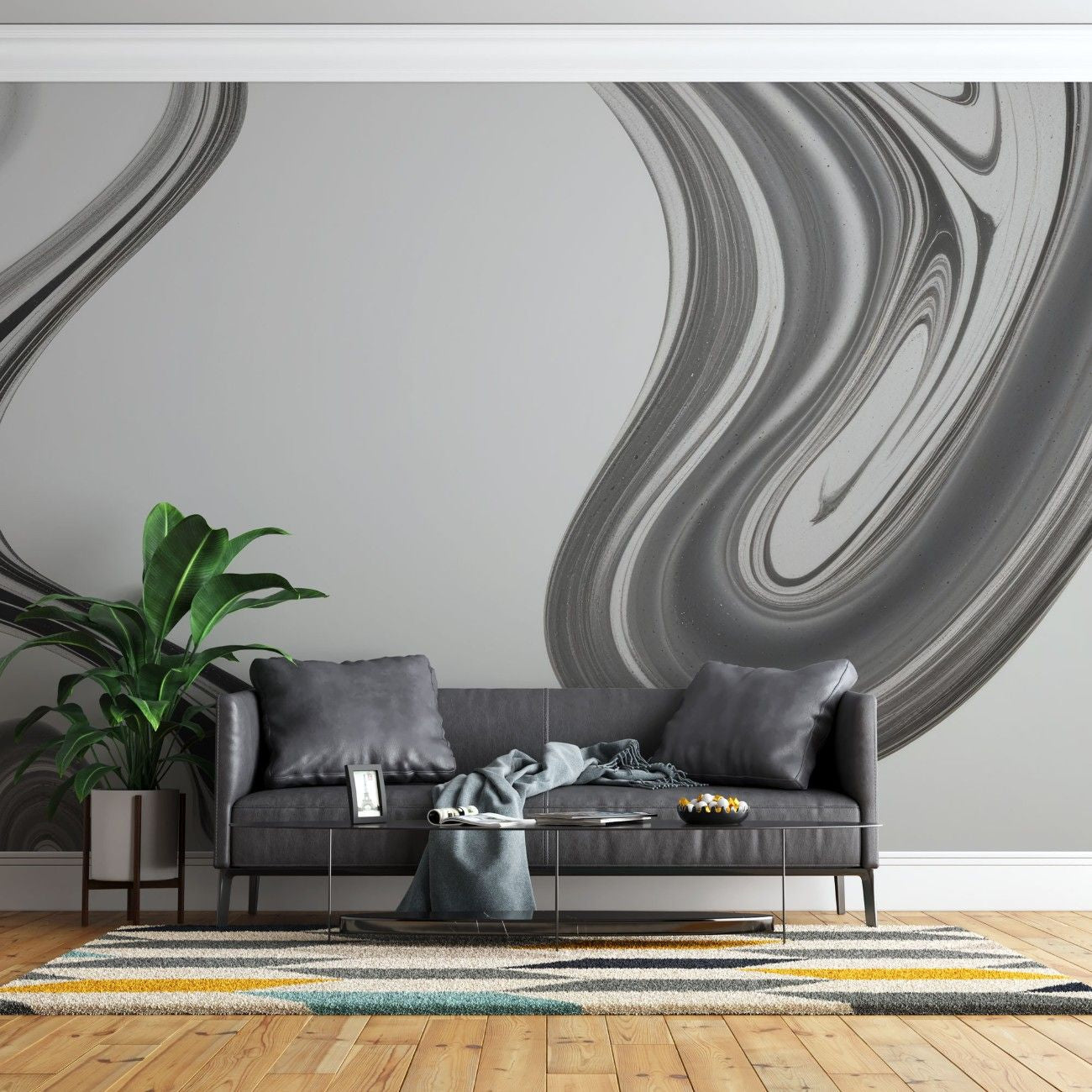 tapet personalizat marble cu o compozitie abstracta de piatra in diverse tonuri de gri creand un design modern si echilibrat gray composition