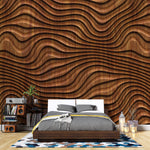 Tapet Personalizat Wood cu model abstract 3D cu textura de lemn - WAVY WOOD