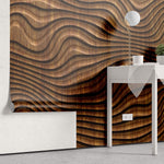 Tapet Personalizat Wood cu model abstract 3D cu textura de lemn - WAVY WOOD