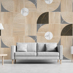 Tapet Personalizat Wood cu model si design modern de lemn dipsus in placi in stil Bauhaus - BAUHAUS MODERN WOOD